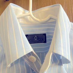 Rare VENANZI Mens Long Sleeve Light Blue Dress Shirt Medium size MADE IN ITALY